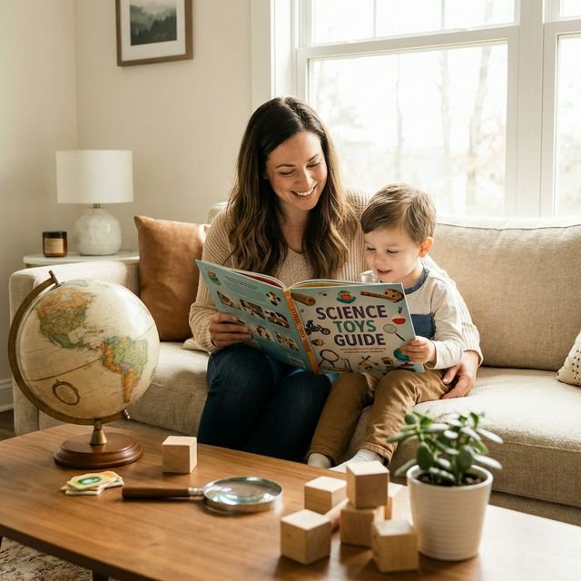 Parent and child exploring buying guides