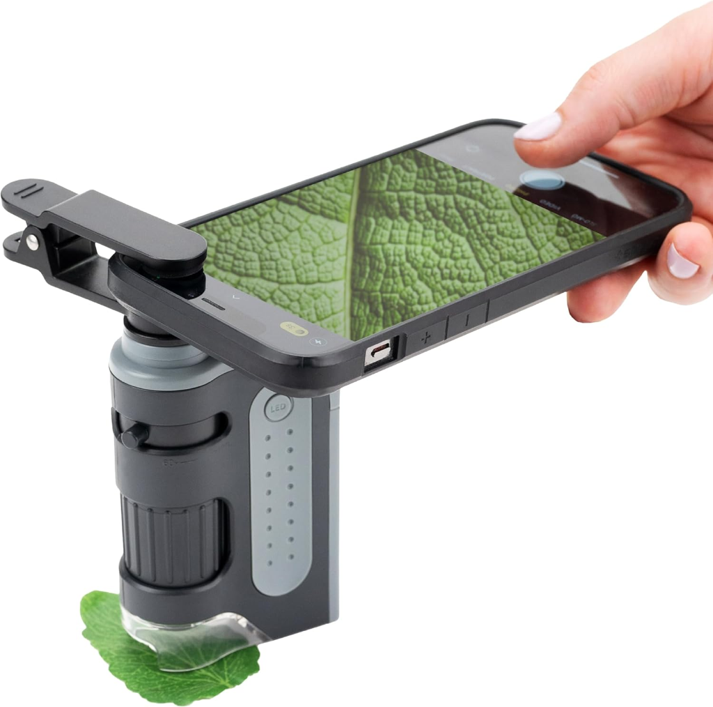 Carson MM-350 MicroBrite Microscope with smartphone